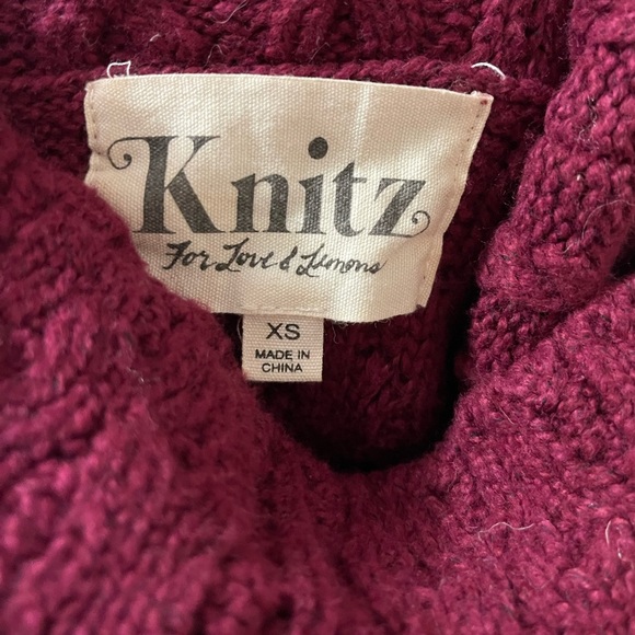 FOR LOVE AND LEMONS KNITZ TURTLENECK SWEATER TOP XS - Picture 6 of 7